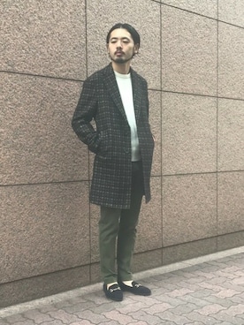 「EDIFICE（エディフィス）のアイテム（スリッポン）」を使った、HASHIMOさん（メンズ・174cm）の秋コーディネート