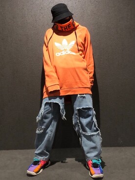 Adidas アディダス のスウェット オレンジ系 を使ったメンズ人気ファッションコーディネート Wear