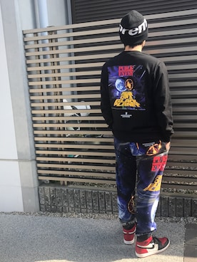 「UNDERCOVER（アンダーカバー）のUndercover Public Enemy Counter Attack L/S Tee（Tシャツ/カットソー、ブラック系）」を使った、513853k07さん（メンズ）の春コーディネート