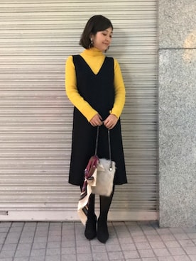 「URBAN RESEARCH ROSSO WOMEN（アーバンリサーチ　ロッソ）のアイテム（ジャンパースカート）」を使った、kirimuraさん（レディース・156cm）の秋コーディネート