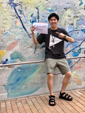 「and wander（アンドワンダー）のアイテム（Tシャツ/カットソー）」を使った、ことっきーさん（メンズ・176cm）の夏コーディネート