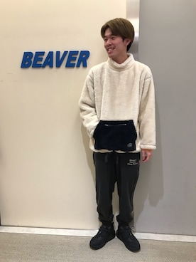 「MANASTASH（マナスタッシュ）のアイテム（スウェットパンツ）」を使った、ことっきーさん（メンズ・176cm）の冬コーディネート