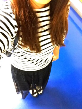 「MOUSSY（マウジー）のアイテム（Tシャツ/カットソー、ホワイト系）」を使った、aさん（レディース・168cm）の夏コーディネート