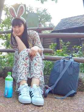 「OZOC（オゾック）のアイテム（ワンピース、ホワイト系）」を使った、aさん（レディース・168cm）の春コーディネート