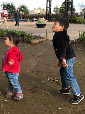 「Lee（リー）のアイテム（ブルゾン）」を使った、fumiさん（キッズ・100cm）の冬コーディネート