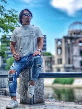 「SAINTS（セインツ）のアイテム」を使った、taka777hiroさん（メンズ・182cm）の夏コーディネート