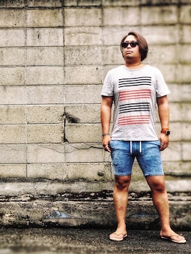 「MOUSSY（マウジー）のアイテム（アクセサリー）」を使った、taka777hiroさん（メンズ・183cm）の夏コーディネート