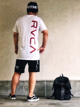 「RVCA（ルーカ）のアイテム（パンツ）」を使った、taka777hiroさん（メンズ・182cm）の夏コーディネート