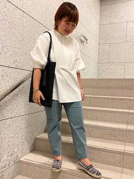「ビジネス」｜「アイテム（スリッポン）」を使った、anagokikakuさん（レディース・153cm）の夏コーディネート