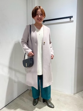 「ベーシック/トラッド」｜「アイテム（ノーカラーコート）」を使った、anagokikakuさん（レディース・153cm）の秋コーディネート