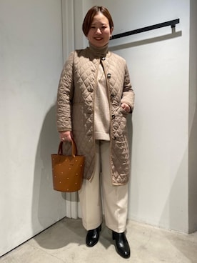 「ベーシック/トラッド」｜「アイテム（ノーカラーコート）」を使った、anagokikakuさん（レディース・153cm）の冬コーディネート