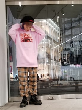 「KaneZ（ケインズ）のアイテム（ハンチング/ベレー帽）」を使った、niikoさん（レディース・162cm）の秋コーディネート