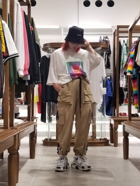 「L.H.P（エルエイチピー）のアイテム（帽子）」を使った、niikoさん（レディース・162cm）の夏コーディネート