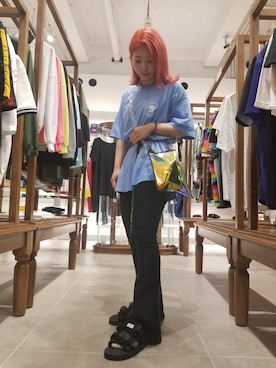 「KaneZ（ケインズ）のKanez/ケインズ/TMTYM T-SHIRTS（Tシャツ/カットソー）」を使った、niikoさん（レディース・162cm）の夏コーディネート