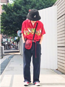 「hawaii」｜「アイテム（帽子）」を使った、Yo Weiさん（メンズ・175cm）の夏コーディネート