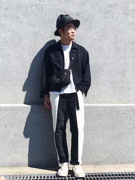 「YSL（ワイエスエル）のアイテム（ジャケット/アウター）」を使った、Yo Weiさん（メンズ・175cm）の秋コーディネート