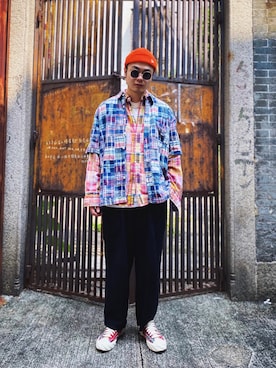 「AGEのアイテム」を使った、Yo Weiさん（メンズ・175cm）の春コーディネート