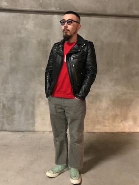 「EU,US CONVERSE（イーユーユーエスコンバース）のアイテム」を使った、えんどうさん（メンズ・165cm）の秋コーディネート