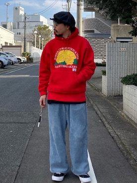 「EU,US CONVERSE（イーユーユーエスコンバース）のアイテム」を使った、えんどうさん（メンズ・165cm）の冬コーディネート