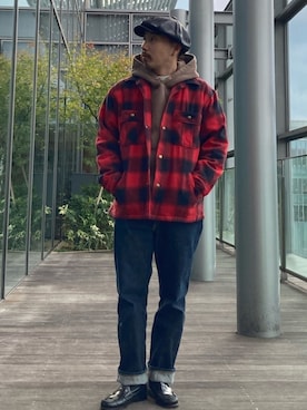 「アイテム（キャスケット）」を使った、えんどうさん（メンズ・165cm）の冬コーディネート