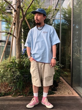 「CONVERSE ADDICT（コンバースアディクト）のアイテム」を使った、えんどうさん（メンズ・165cm）の春コーディネート