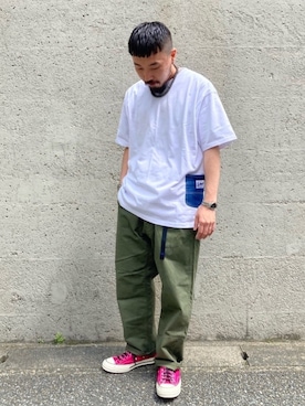 「EU,US CONVERSE（イーユーユーエスコンバース）のアイテム」を使った、えんどうさん（メンズ・165cm）の春コーディネート