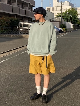 「CA4LA（カシラ）のアイテム（キャスケット）」を使った、えんどうさん（メンズ・165cm）の春コーディネート