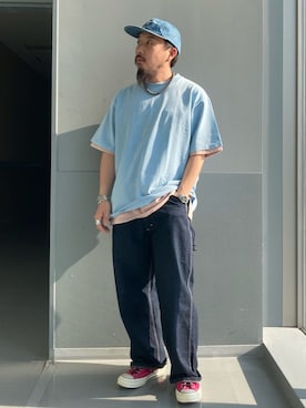 「EU,US CONVERSE（イーユーユーエスコンバース）のアイテム」を使った、えんどうさん（メンズ・165cm）の夏コーディネート