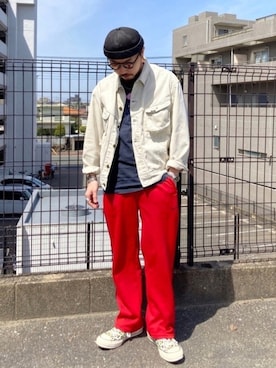 「EU,US CONVERSE（イーユーユーエスコンバース）のアイテム」を使った、えんどうさん（メンズ・165cm）の春コーディネート