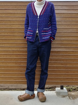 「WHITE MOUNTAINEERING（ホワイトマウンテニアリング）のアイテム（ニット/セーター）」を使った、あささん（メンズ・170cm）の春コーディネート