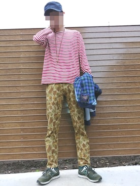 「迷彩パンツ」｜「アイテム（ブルゾン）」を使った、あささん（メンズ・170cm）の春コーディネート