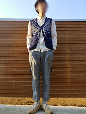 「チドリ柄」｜「アイテム（スラックス）」を使った、あささん（メンズ・170cm）の夏コーディネート