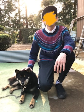 「WHITE MOUNTAINEERING（ホワイトマウンテニアリング）のアイテム（ニット/セーター）」を使った、あささん（メンズ・170cm）の春コーディネート