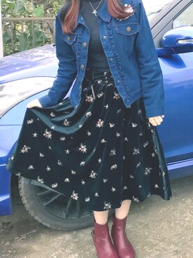 「axes femme（アクシーズファム）のアイテム（デニムジャケット）」を使った、ivさん（レディース・152cm）の冬コーディネート