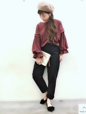 「niko and...（ニコアンド）のアイテム（クラッチバッグ）」を使った、タゾエさん（レディース・156cm）の夏コーディネート