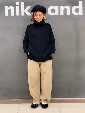「ニコアンド」｜「アイテム（ハンチング/ベレー帽）」を使った、タゾエさん（レディース・156cm）の秋コーディネート