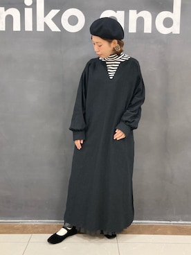 「ニコアンド」｜「アイテム（ハンチング/ベレー帽）」を使った、タゾエさん（レディース・156cm）の冬コーディネート