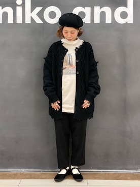 「ニコアンド」｜「アイテム（ハンチング/ベレー帽）」を使った、タゾエさん（レディース・156cm）の冬コーディネート