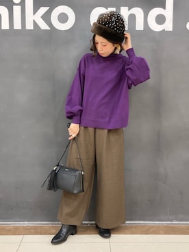 「ニコアンド」｜「アイテム（ハンチング/ベレー帽）」を使った、タゾエさん（レディース・156cm）の冬コーディネート