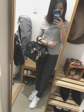 「adidas（アディダス）のスーパースター［SUPERSTAR］アディダスオリジナルス（スニーカー）」を使った、miyukiさん（レディース・149cm）の春コーディネート