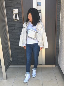 「白デニムジャケット」｜miyukiさん（レディース・149cm）の春コーディネート