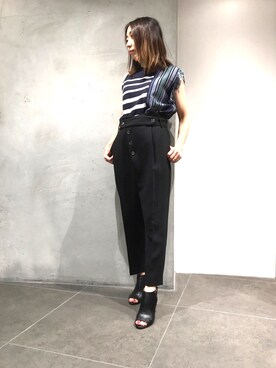 「Yasutoshi Ezumi（ヤストシエズミ）のアイテム（パンツ）」を使った、naoco37さん（レディース・155cm）の夏コーディネート