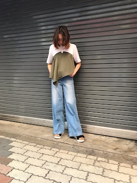 「woadblue（ウォードブルー）のアイテム（パンツ）」を使った、naoco37さん（レディース・155cm）の春コーディネート