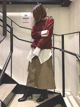 「B'2nd（ビーセカンド）のアイテム（スウェット）」を使った、naoco37さん（レディース・155cm）の冬コーディネート