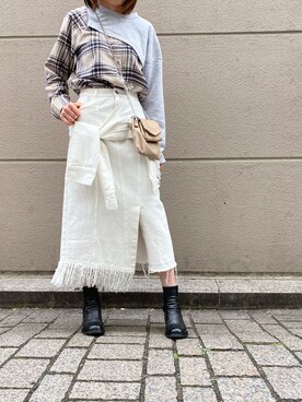 「デザイントップス」｜「アイテム（財布/小物）」を使った、naoco37さん（レディース・155cm）の冬コーディネート