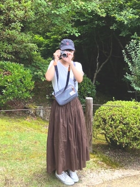 「アイテム（メッセンジャーバッグ、ブルー系）」を使った、etkさん（レディース・160cm）の夏コーディネート