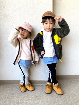 「BOBSON（ボブソン）のアイテム（ジャケット/アウター）」を使った、mtb.kidsさん（キッズ・100cm）の春コーディネート