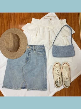 「URBAN RESEARCH（アーバンリサーチ）のアイテム（デニムスカート）」を使った、77♡さん（レディース・171cm）の春コーディネート