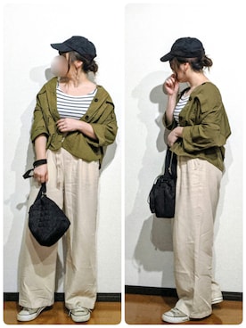 「OZOC（オゾック）のアイテム（Tシャツ/カットソー）」を使った、さやかさん（レディース・154cm）の秋コーディネート
