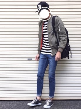 「SLY（スライ）のアイテム（ブルゾン）」を使った、のっちっちさん（メンズ・172cm）の秋コーディネート